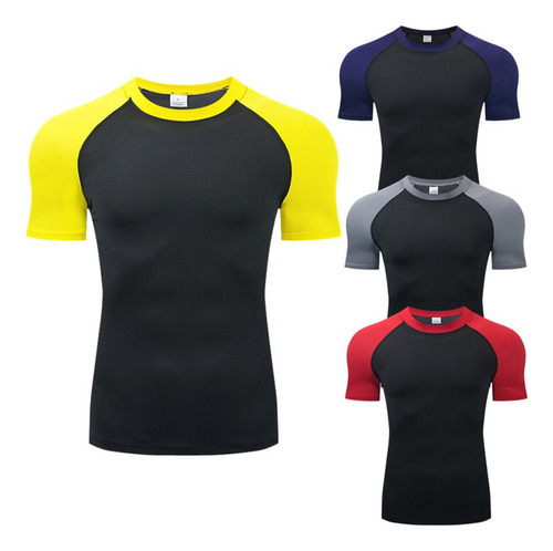 Playera Deportiva Hombre Elástico Transpirable Manga Corta