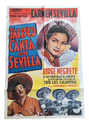 Poster Afiche Cine Antiguo Jalisco Canta En Sevilla *