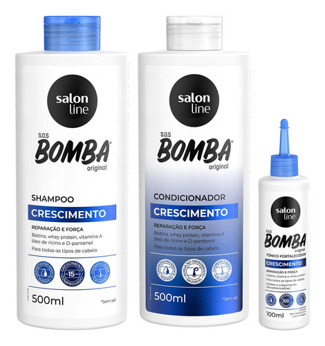  Kit Sos Bomba Shampoo Condicionador E Tônico Salon Line