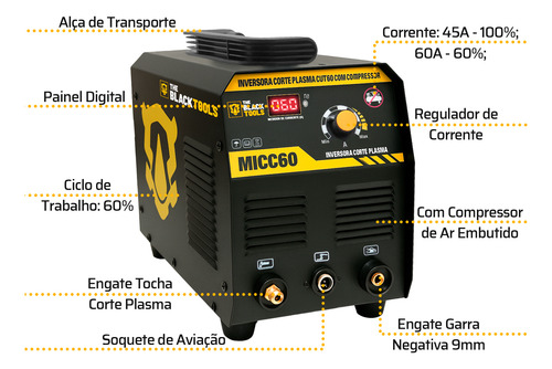 Maquina Inversora Corte Plasma Micc60 Com Compressor 220v