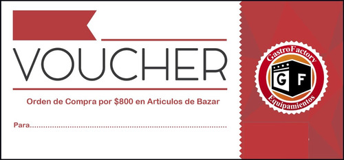 Orden De Compra Por $800 Gastrofactory Bazar