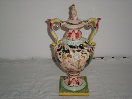 Antigua Anfora Potiche De Porcelana Capodimonte Impecable