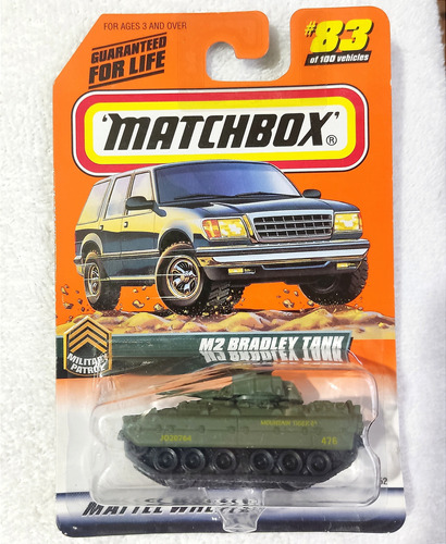 M2 Bradley Tank, Tanque Militar, Matchbox 1998