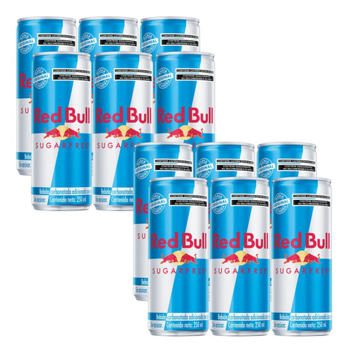 Red Bull Sugarfree Energizante Lata 250ml Pack X12 - Gobar