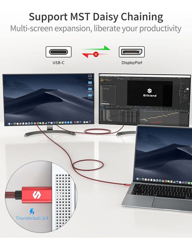 Imagen 3 de 8 de Silkland Usb C To Displayport Cable 3.3ft/1m [4k@60hz, 2k...