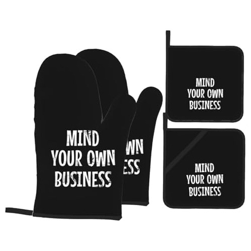 Mind Your Own Business Premium - Juego De 4 Manoplas Para Ho