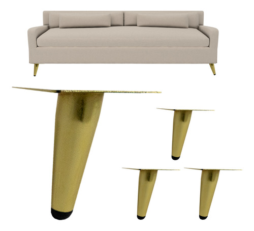 Kit 4 Patas Contemporaneas De Acero Mueble Sofa Mesa Doradas