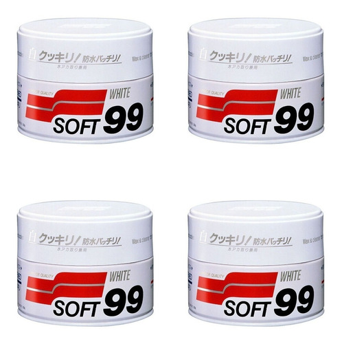 Kit 4 Cera Carnaúba Para Carros Brancos - 350g Soft99 White