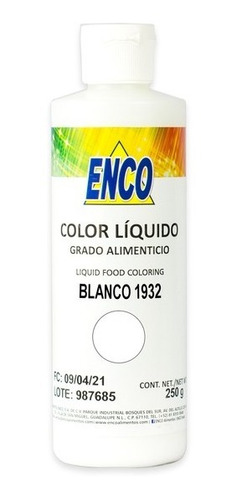 Colorante Liquido Blanco 250 Ml Enco Para Aerografo 1932-250