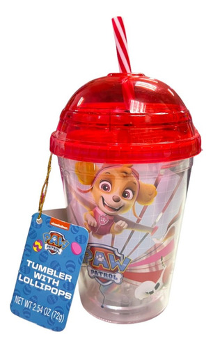 Vaso Con Pitillo Y Chupetas De Paw Patrol 