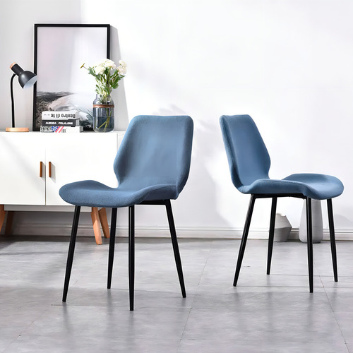 Silla De Comedor Berlin Estilo Nordico Moderno Minimalista Estructura de la silla Negro Asiento Azul