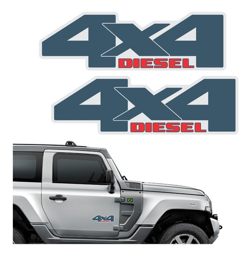 Kit Par Adesivos Lateral 4x4 Diesel Troller T4 2016 37 Fgc