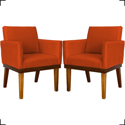 Kit 2 Poltronas Decorativas Cadeiras Reforçadas Divine Cores Cor Terracota Desenho do tecido SUEDE LISO