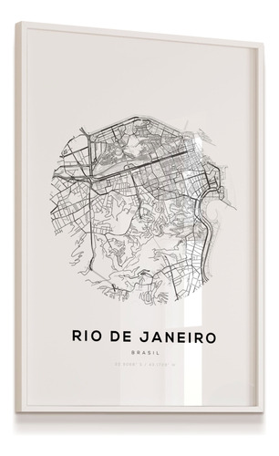 Quadro Moldura Mapa Rio De Janeiro Cidades Sala Escritório 