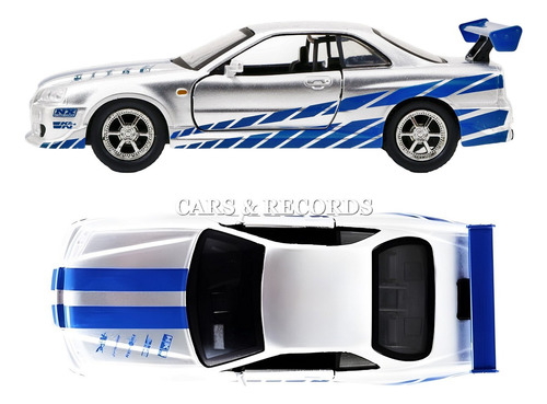 Nissan Skyline 2002 Brian F&f Nuevo Sin Caja - M P Jada 1/32 Plateado