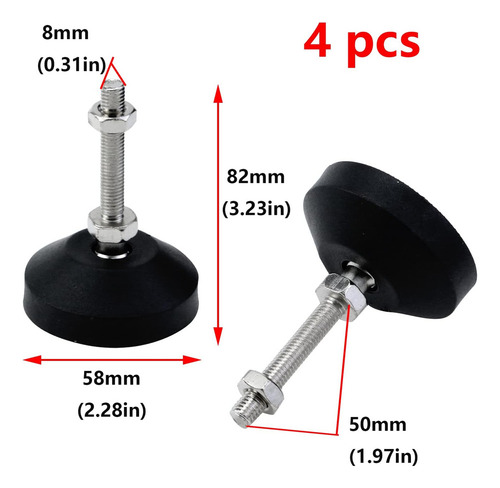 /para 4pc M8x50mm Pie Ajustable Para Muebles Pies