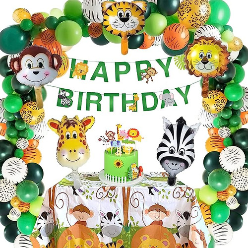 Decoraciones Cumpleaños Safari 58 Piezas Con Tematica Salvaj