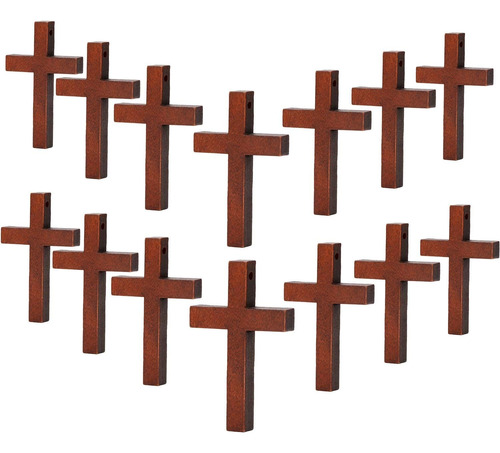 70 Piezas Pequeñas Cruces De Madera Collar Mini Abalor...