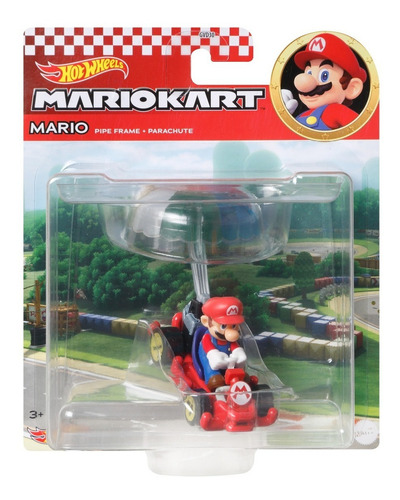 Hot Wheels Mario Pipe Frame Parachute Vehículo De Juguete Color Rojo