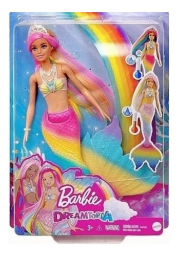 Barbie Dreamtipia Arcoiris Mágico Sirena Cambia De Color 