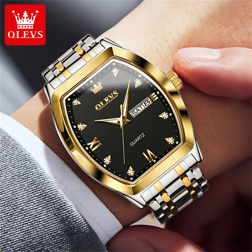 Reloj Luminoso Olevs Business Diamond Calendar Color Del Fondo Negro