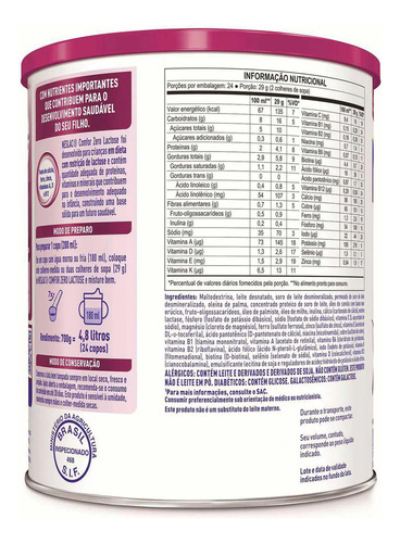 Composto Lácteo Neslac Comfor Zero Lactose 700g Nestlé