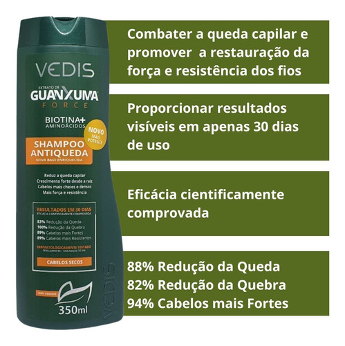 Shampoo Guanxuma Force Cabelos Secos 350ml Vedis