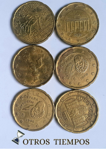 Lote De 6 Monedas De 20 Centavos De Euro