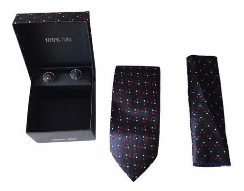 Sets De Corbata, Pañuelo Y Colleras Para Hombre Color Negro