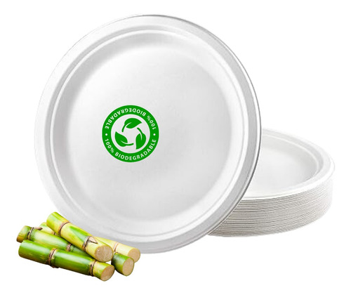 Plato Blanco Biodegradable Desechable Fiesta 15,5cm 50 Unid