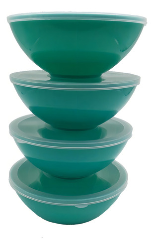 10 Potes Redondo Com Tampa Marmita Sobremesa 600 Ml Verde