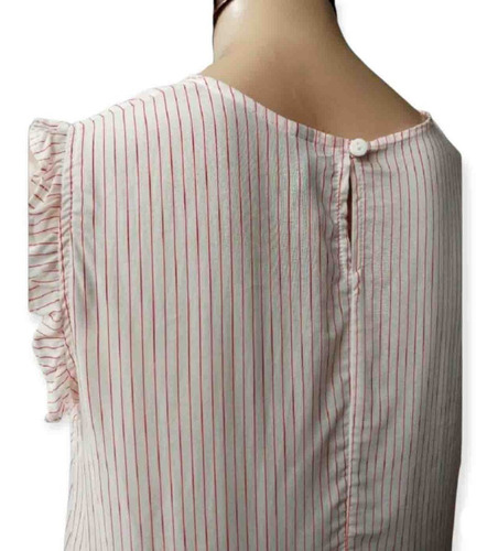 Imagen 2 de 2 de Blusa Fibrana Volados A Rayas Linda | Dresslab (960)