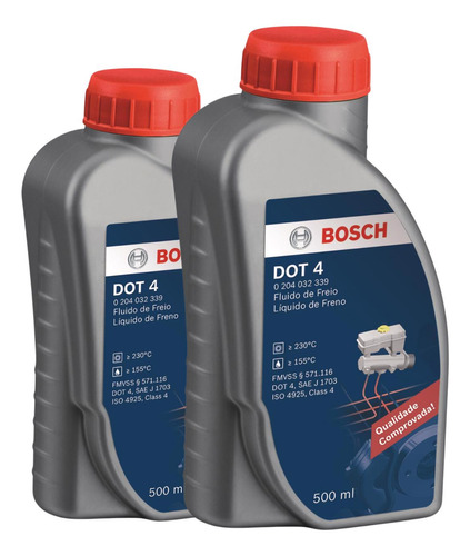 Kit Com 2 Fluido De Freio Dot4 500ml Bosch