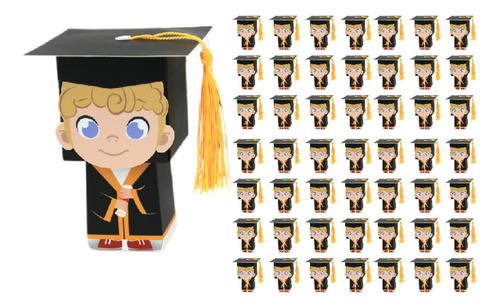 50 Uds. Cajas De Regalo Con Gorro De Graduación, Cajas ,
