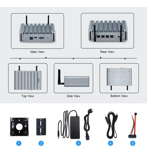 Firewall Mini Pc 2.5gbe 6 Puerto Lan, Micro Router Pc, I225