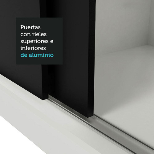 Ropero Closet Madesa 3 Puertas 2 Espejos Bn 01 Color Blanco/Negro