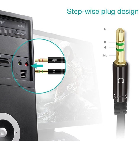 Adaptador Mic Y Audio 3.5 Mm Divisor De Audio Est¿reo 2in1