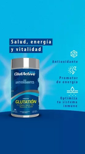 Suplemento alimentar Glutation Glutactive Blue 30 comprimidos