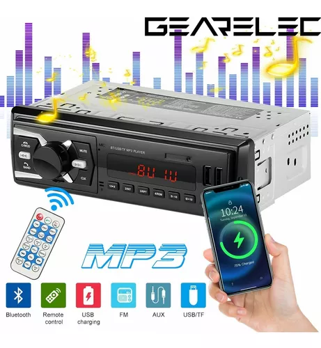 Auto Estereo Coche Reproductor Mp3 Radio Con Bt Aux Usb Sd Gris