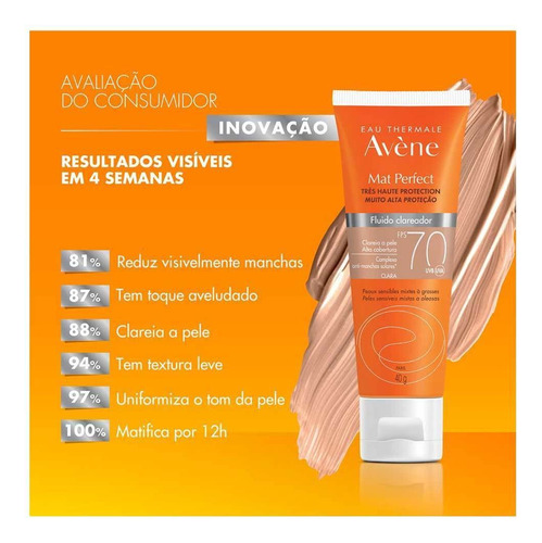 Protetor Solar Avène Mat Perfect Fluido Clareador Fps 70 40g