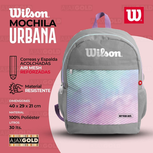 Imagen 3 de 7 de Mochila Wilson Urbana Deportes Gym Impermeable Unisex Color