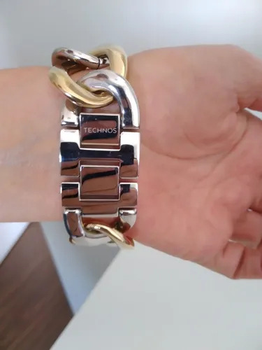 Relógio Technos Feminino Unique Bicolor - 2115twt/1k Bisel Prata