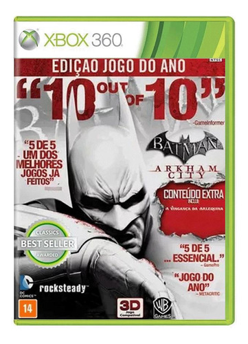 Batman Arkham City Edição Jogo Do Ano Xbox 360 (Recondicionado)