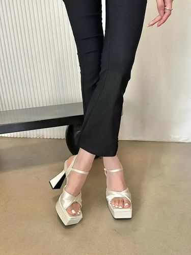 Sandalias Elegantes Con Correa De Tacón Alto Para Mujer