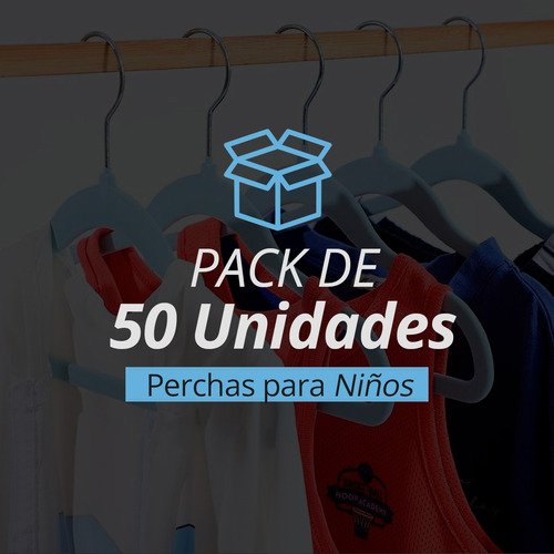 Percha Felpa Terciopelo Antideslizantes Niños X 50 Celeste