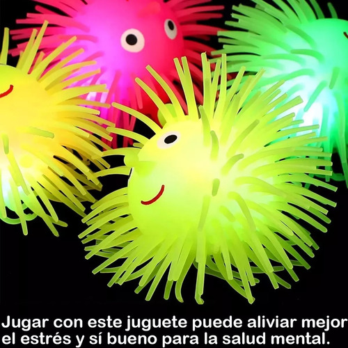 Pelota Erizo Luces Led Antiestrés Yoyo Squishy Apretable
