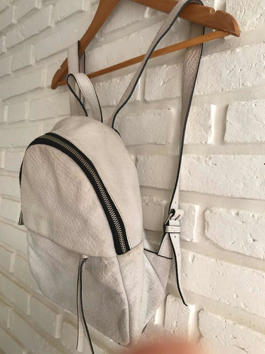 Mochila Prune! Cuero Vacuno Blanco! Tendencia!