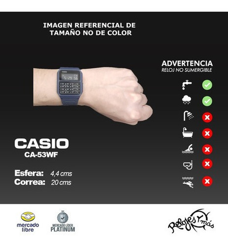 Reloj Calculadora Clasico Casio Ca-53w-1 Relojesymas Azul Wf-2b