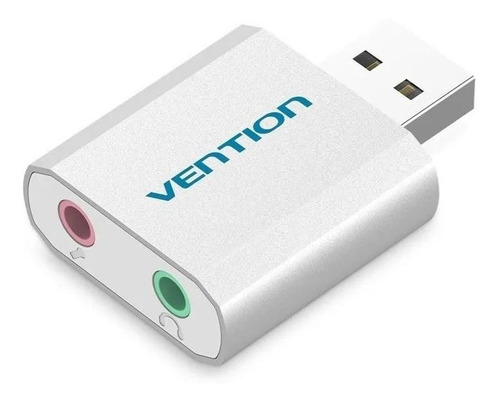 Tarjeta de sonido externa USB de color plateado Vention para teléfono P2 y micrófono