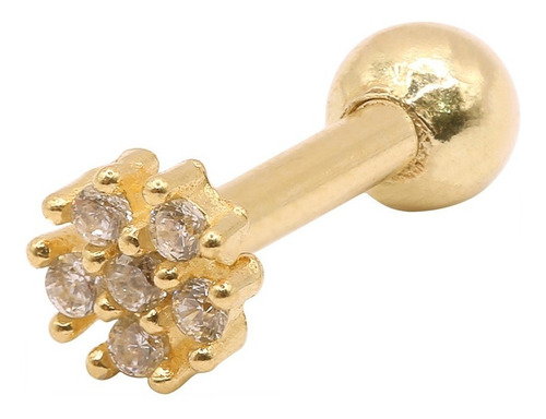 Piercing Cartilagem Ouro 18k Floco De Neve Cravj Diamantes